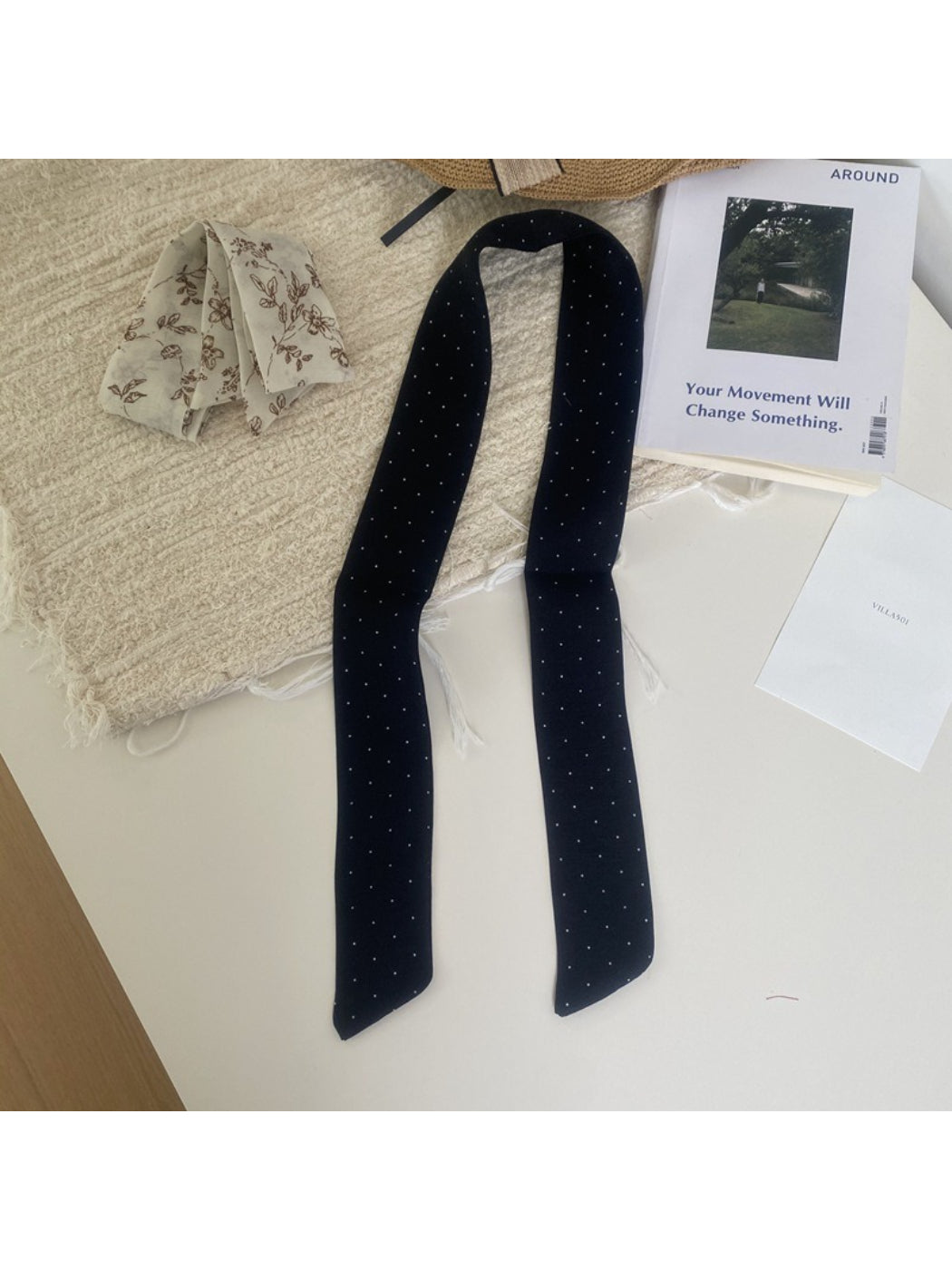 Scarvii - Minimal Floral Ribbon Skinny Scarf