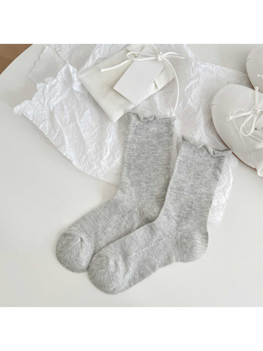 Rufia - Soft Knit Crew Socks with Rolled Cuff