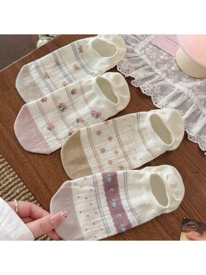 Rufia - Sweet Floral Mesh Women's No Show Socks