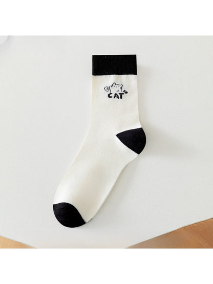 Rufia - Playful Cartoon Cat Theme Crew Socks