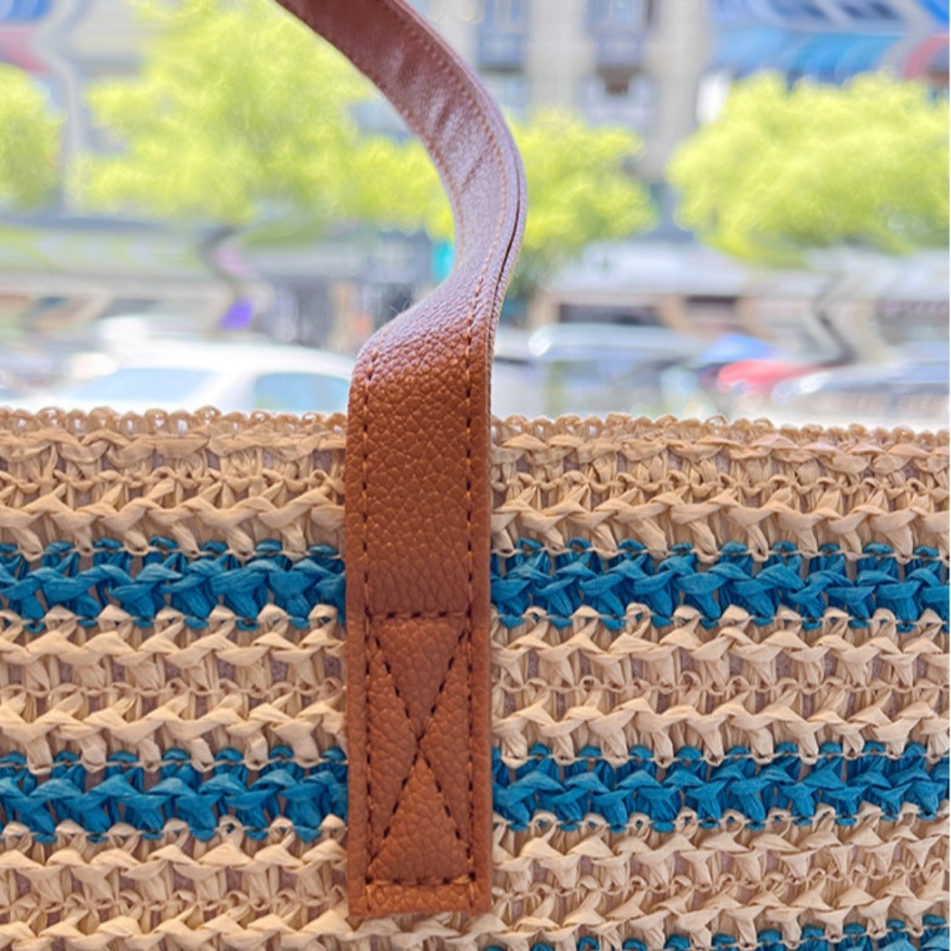 Cosbai - Colorblock Striped Crochet Tote Bag - Large & Classic