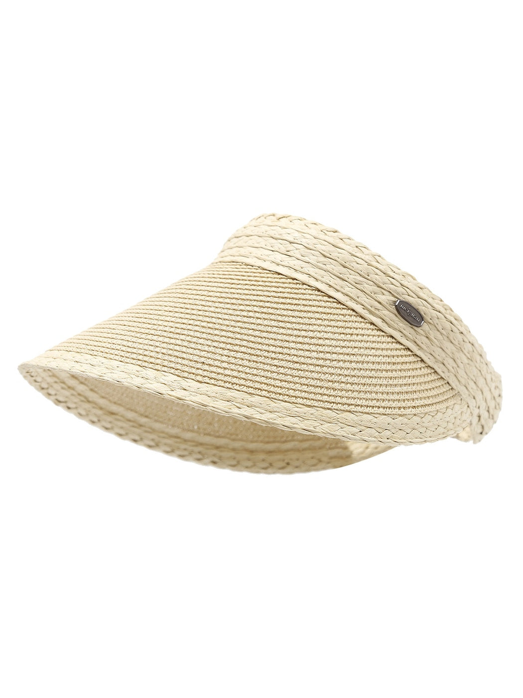 Haila - Solid Color Weave Style Wide Brim Visor Cap
