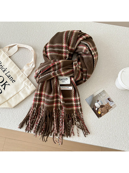 Scarvii - Classic Plaid Fringe Winter Scarf