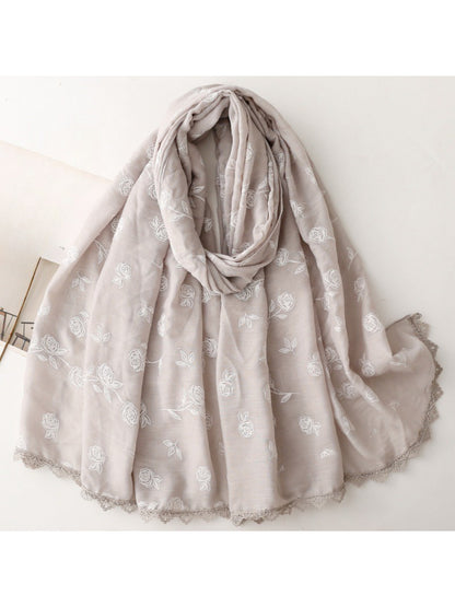 Scarvii – Soft Rose Pattern Light Layer Scarf
