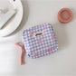 Cosbai - Small Plaid Makeup Pouch Square Bag