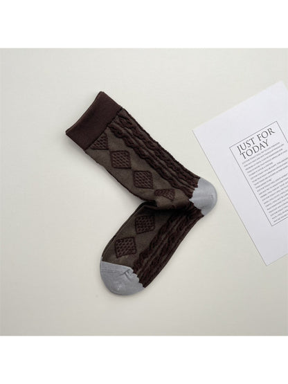Rufia - Textured Geometric Knit Crew Socks product image 5