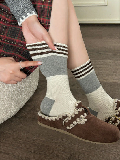Rufia - Colorblock Stripe Knit Crew Socks