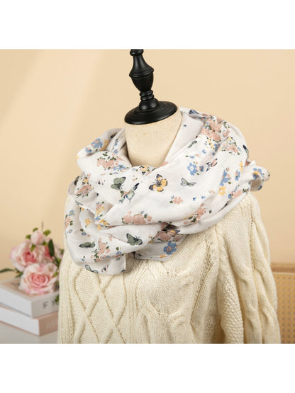 Scarvii - Elegant Butterfly Floral Print Scarf