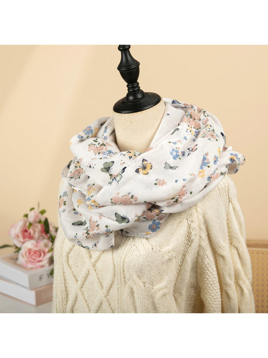 Scarvii - Elegant Butterfly Floral Print Scarf