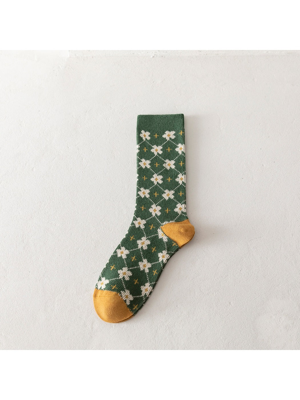 Rufia - Christmas Mid-Calf Socks with Geometric & Floral Pattern
