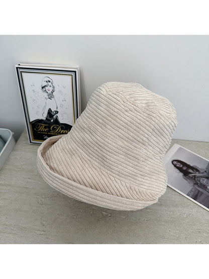 Haila - Foldable Solid Color Round Crown Bucket Hat