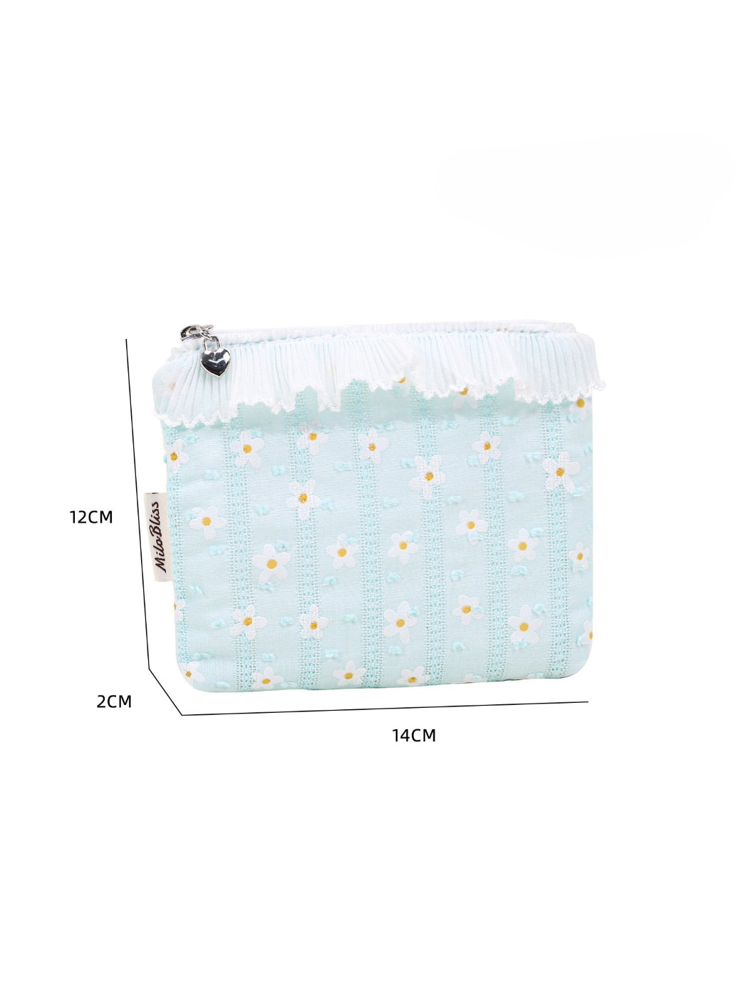 Cosbai quilted floral cosmetic pouch displayed standing upright on white surface