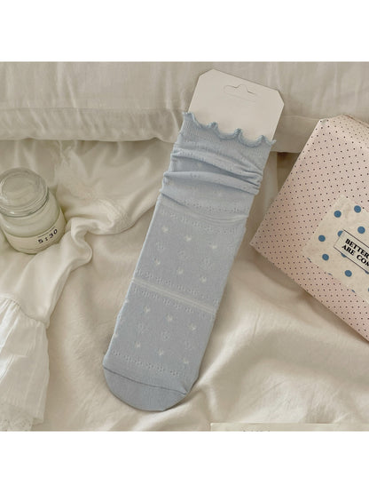 Rufia Lace Ruffle Mesh Mid Calf Socks product image