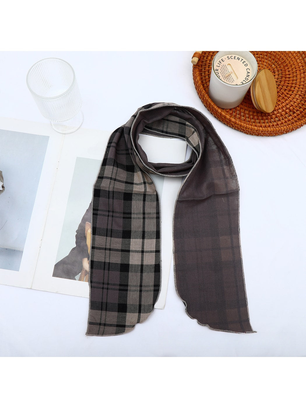 Scarvii - Vintage Plaid Check Pattern Long Scarf