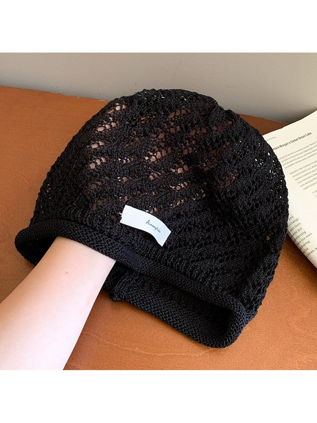 Haila - Solid Color Hollow Out Knit Hat