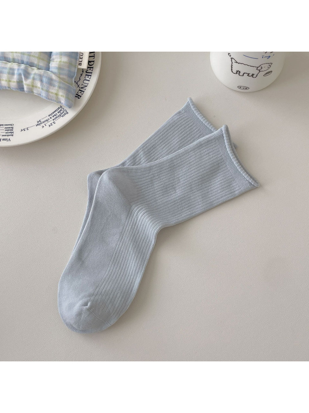 Rufia Rolled Edge Stripe Mid Calf Socks color options