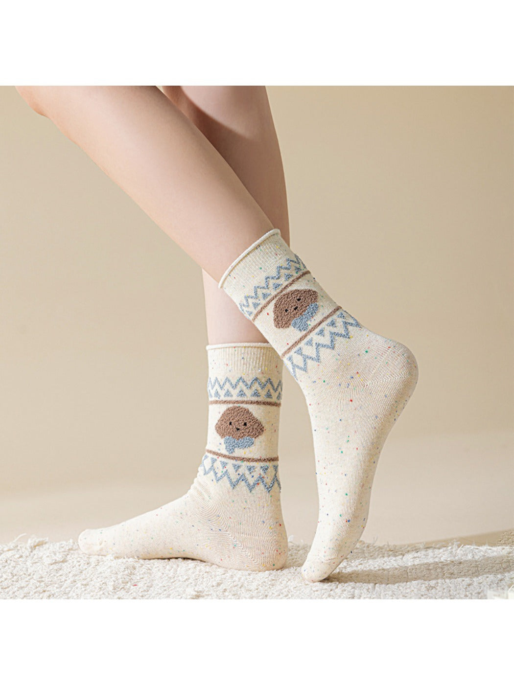 Rufia - Cute Cartoon Dog Mid-Calf Socks for Women