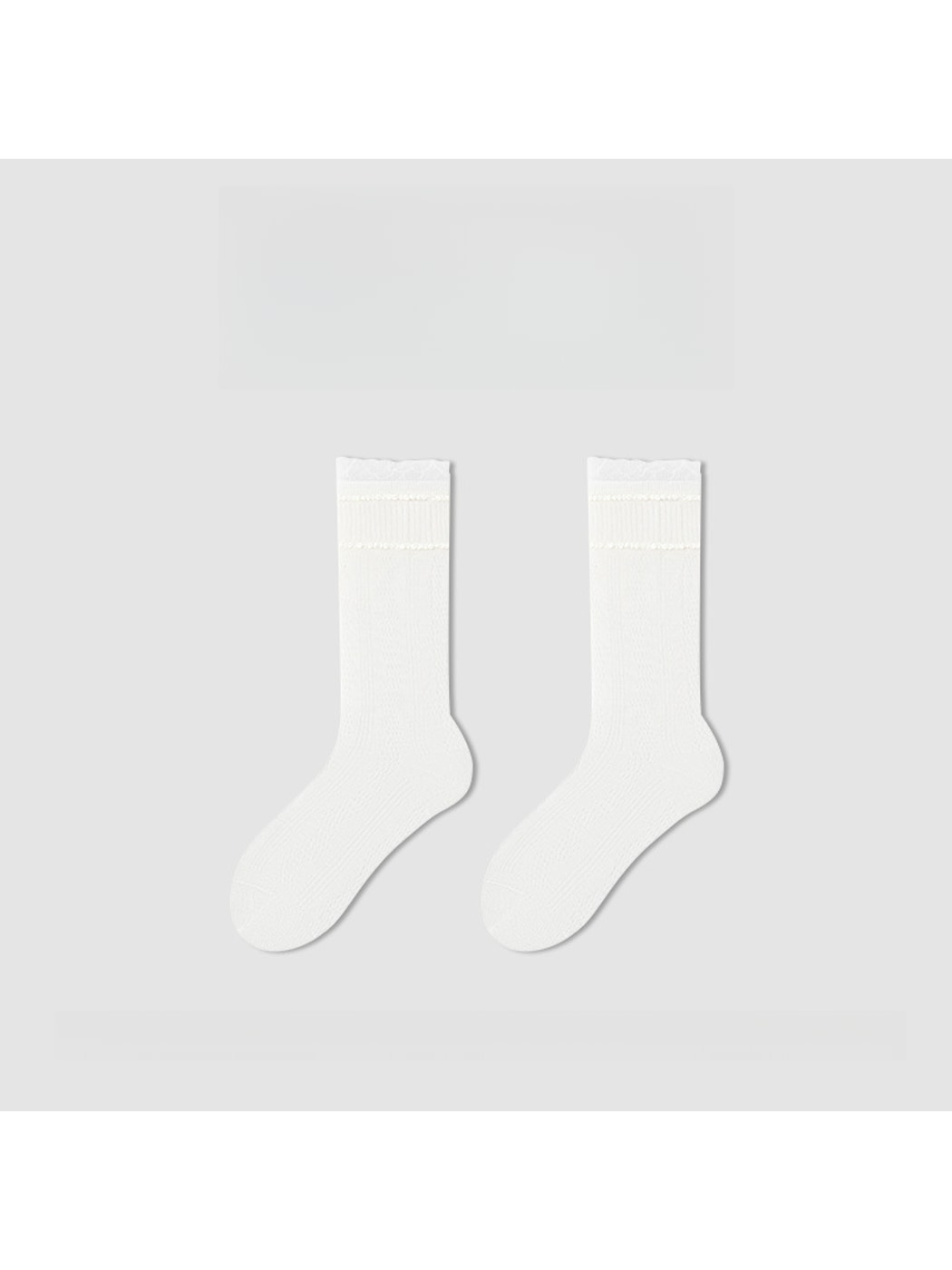 Rufia - Minimalist Solid White Openwork Crew Socks