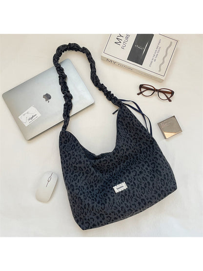 Cosbai - Leopard Print Ruched Strap Hobo Bag