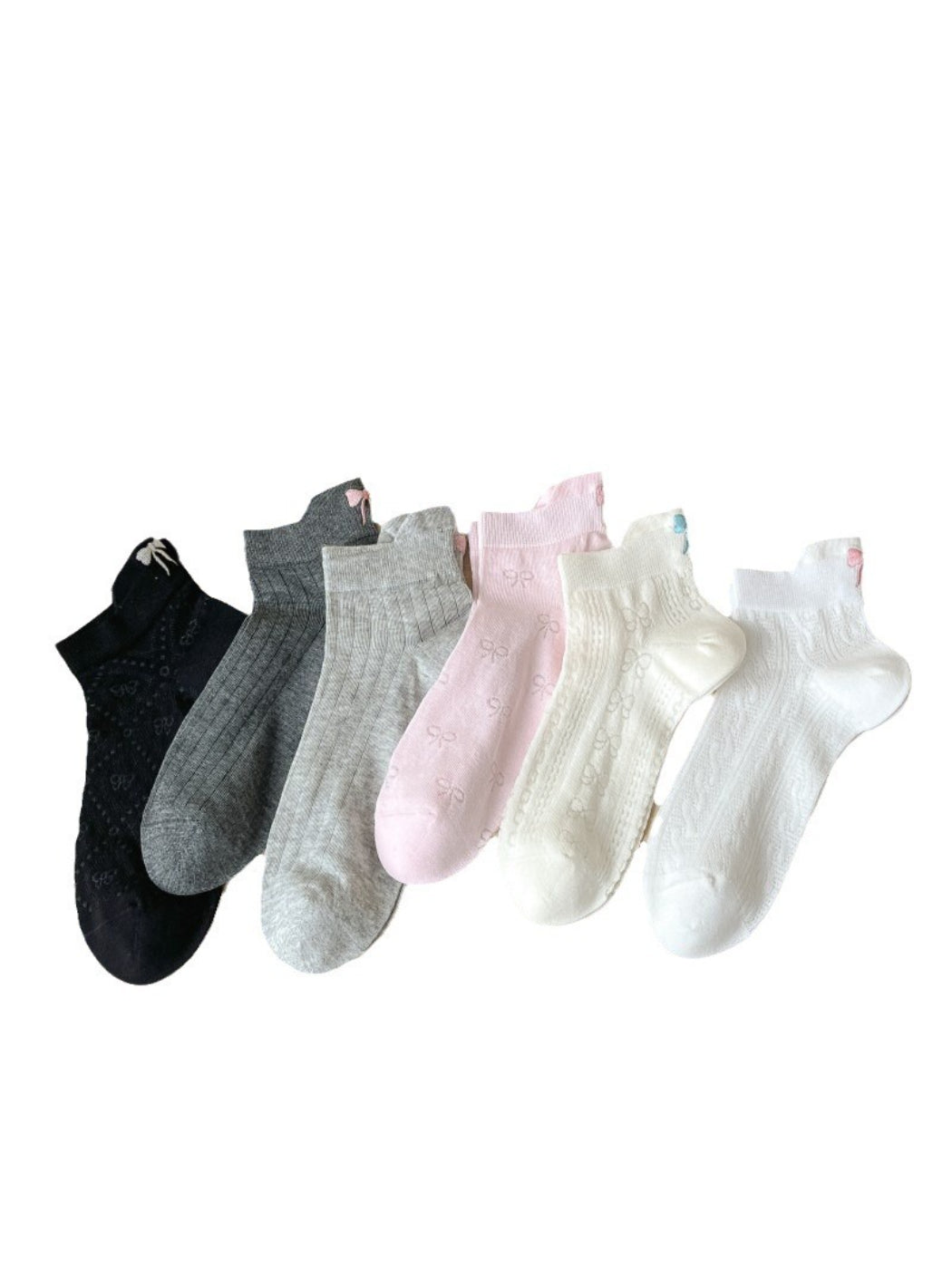 Rufia - Mini Bow Pattern Ribbed Ankle Socks product image 4