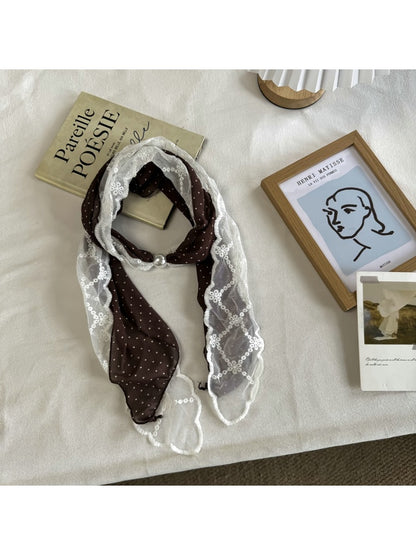Scarvii - Muted Lace Polka Dots Pattern Scarf