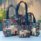 Cosbai - Blue Floral Elephant Tote Bag - Practical & Durable