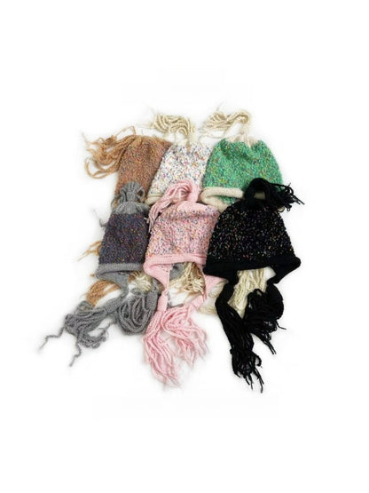 Haila - Winter Knitted Beanie with Tassels & Colorful Speckled Patterns