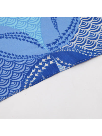 Scarvii - Four-leaf Geometric Print Long Scarf
