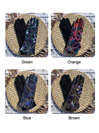 Gloving Boho Embroidered Warm Outdoor Gloves for apparel accessory