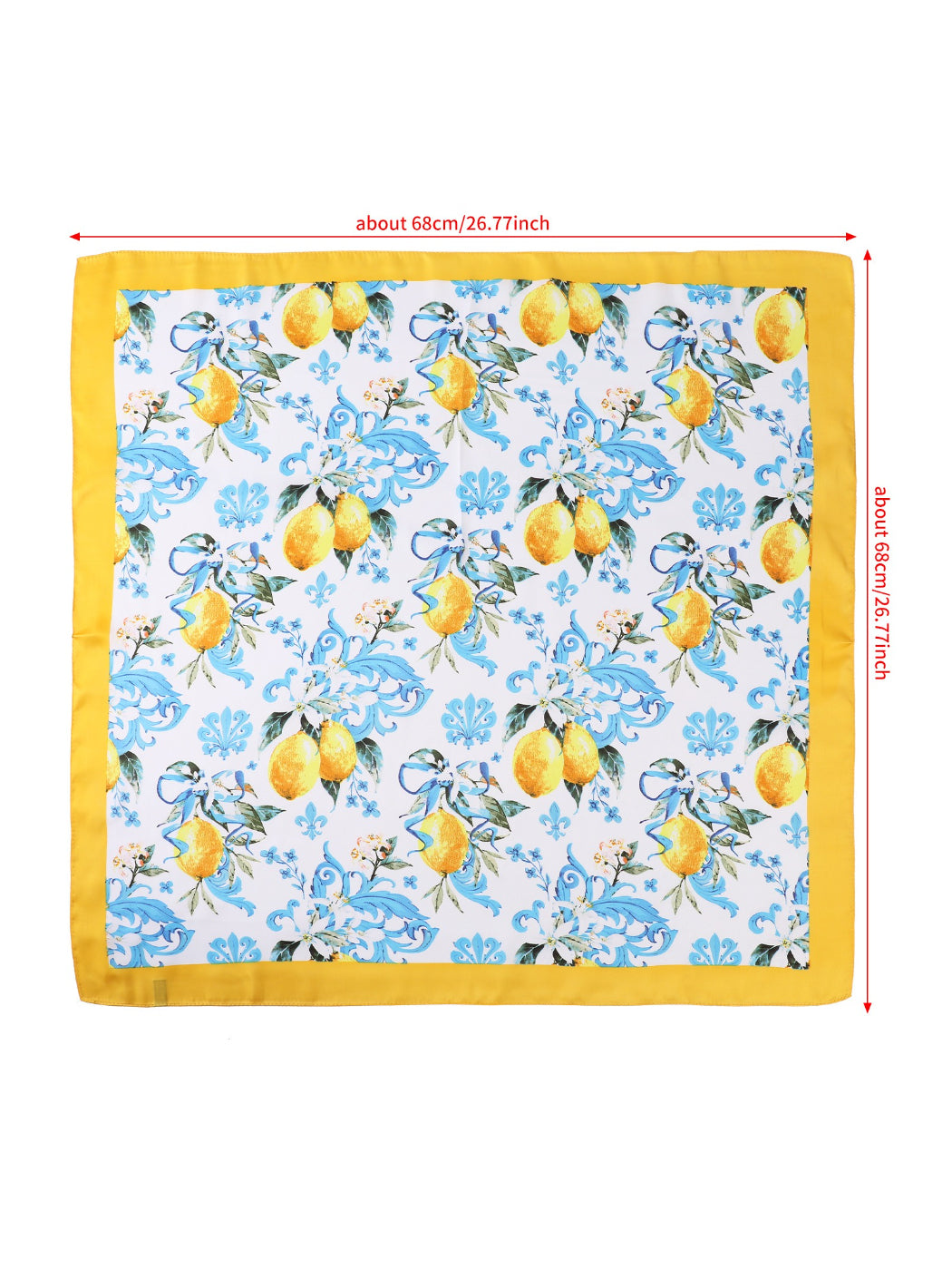 Scarvii Vintage Lemon Tile Print Square Scarf
