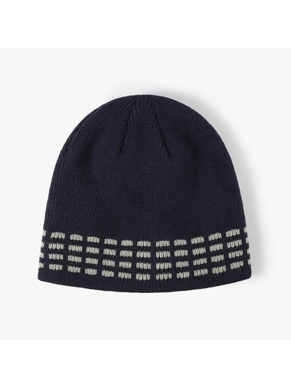 Haila - Contrast Dash Fleece-Lined Knit Beanie