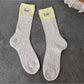 Rufia - Cartoon Dog Tag Mesh Color Block Double Cuff Socks