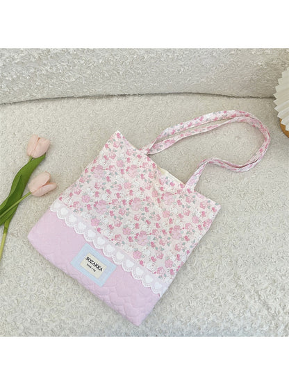 Cosbai - Floral Print Tote Shoulder Bag