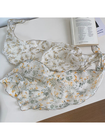 Scarvii Small Floral Print Triangle Scarf