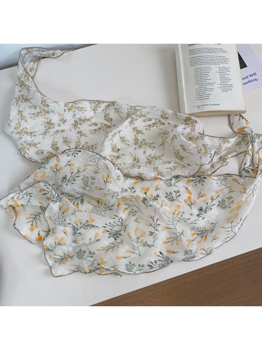 Scarvii Small Floral Print Triangle Scarf