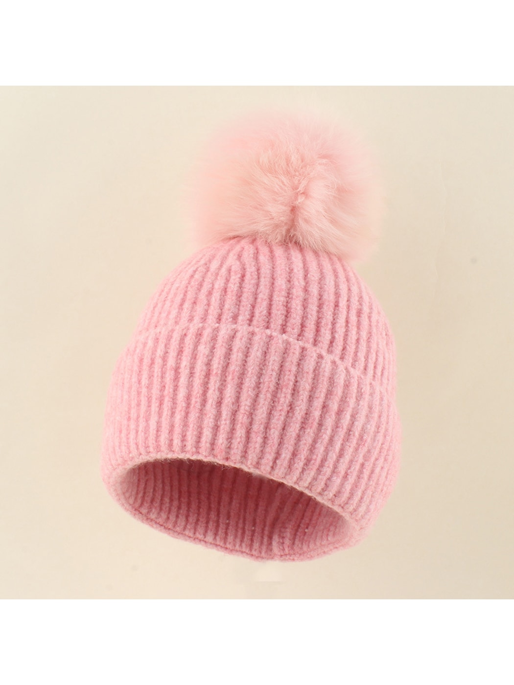 Haila - Brimless Ribbed Pom Pom Winter Knit Beanie