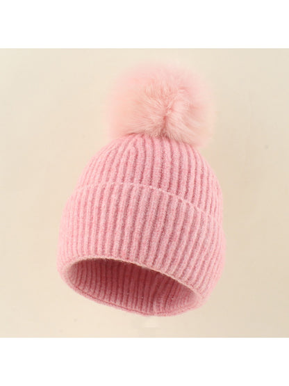 Haila - Brimless Ribbed Pom Pom Winter Knit Beanie
