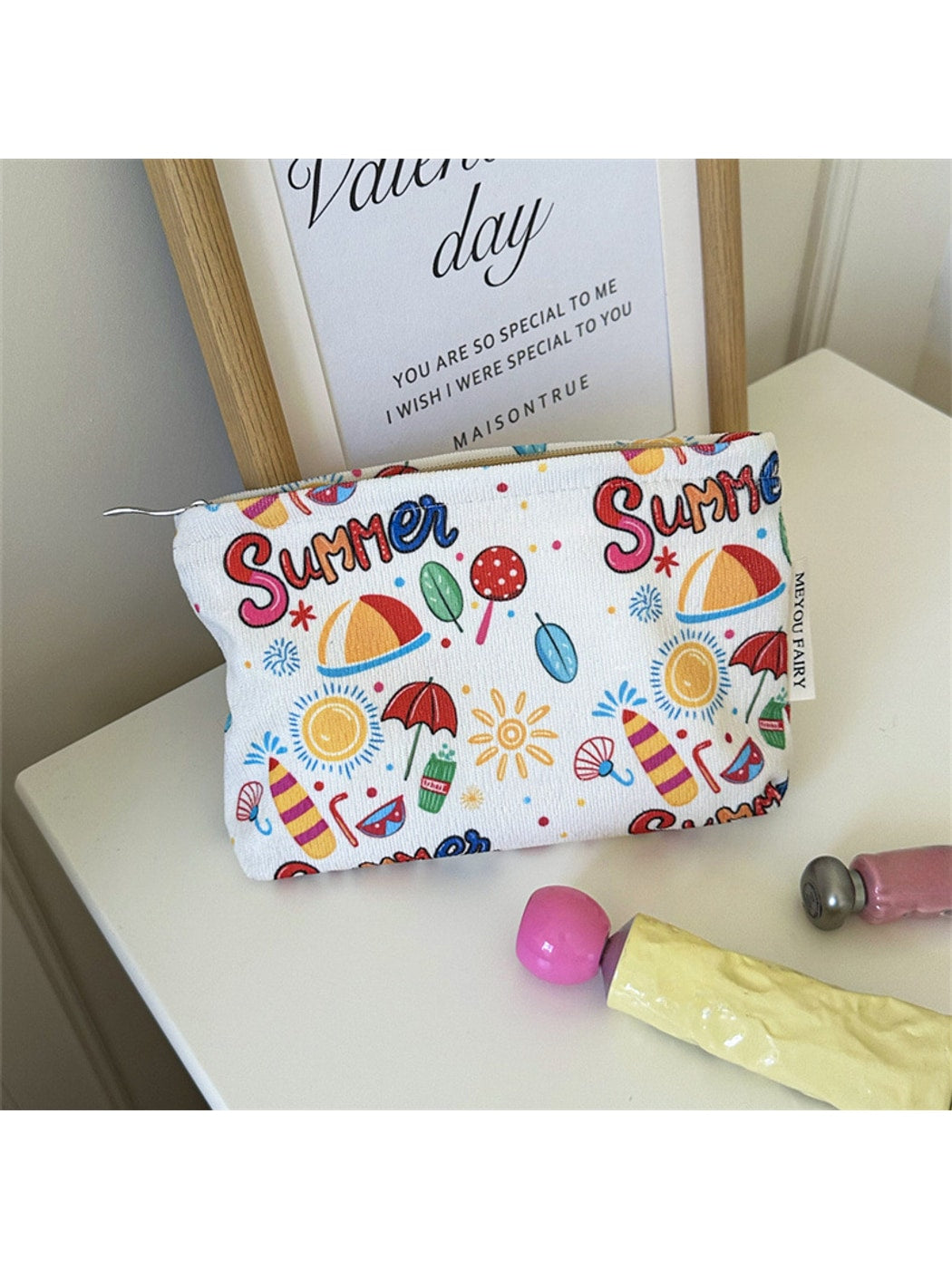 Cosbai - Summer Graffiti Print Cosmetic Organizer Bag