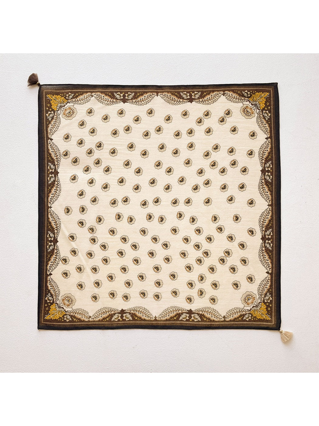 Scarvii - Brown Toned Floral Border Square Scarf