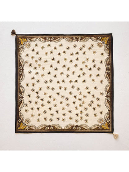 Scarvii - Brown Toned Floral Border Square Scarf