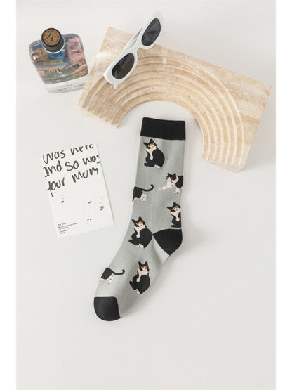 Rufia - Playful Cartoon Cat Pattern Socks