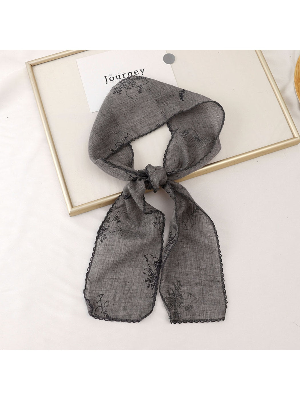 Scarvii - Printed Floral Neck Styling Narrow Scarf