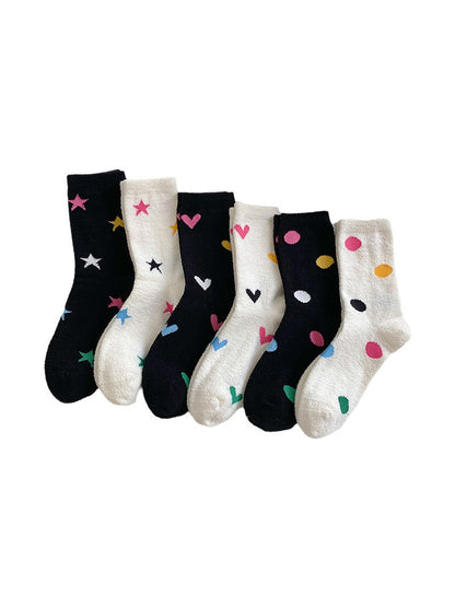 Rufia - Playful Mixed Motif Casual Crew Socks