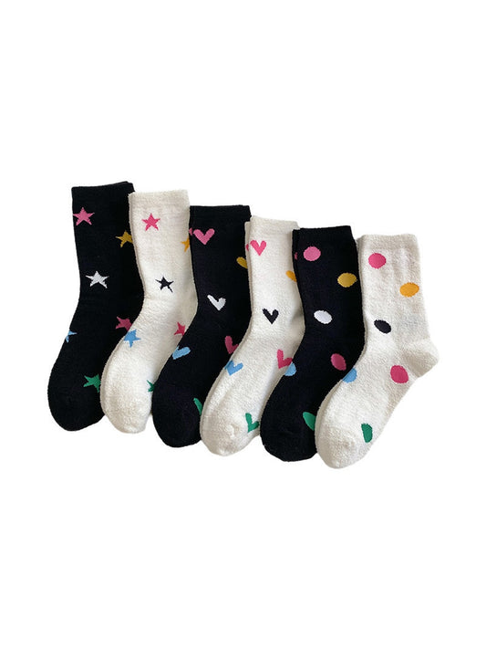 Rufia - Playful Mixed Motif Casual Crew Socks