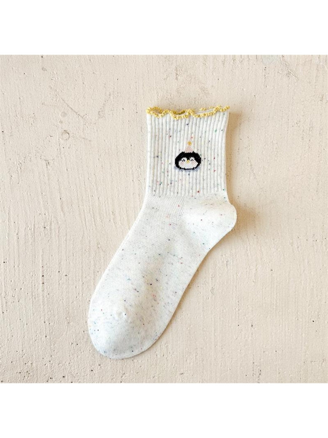 Rufia - Playful Animal Motif Ruffle Crew Socks