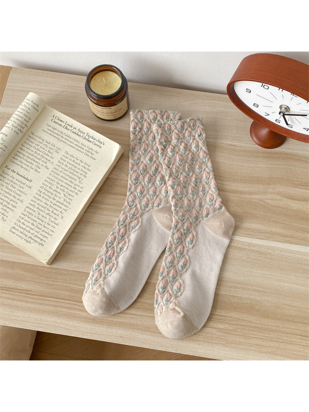 Rufia - Vintage Diamond Jacquard Crew Socks