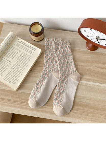 Rufia - Vintage Diamond Jacquard Crew Socks
