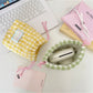 Cosbai - Gingham Padded Drawstring Pouch Bag