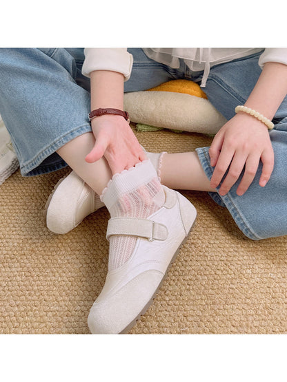 Rufia - Ribbed Dot Trim Women's Ankle Socks