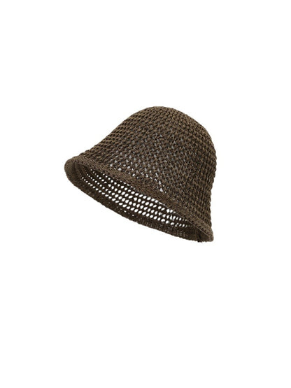 Haila casual mesh texture summer bucket hat with soft brim on plain background